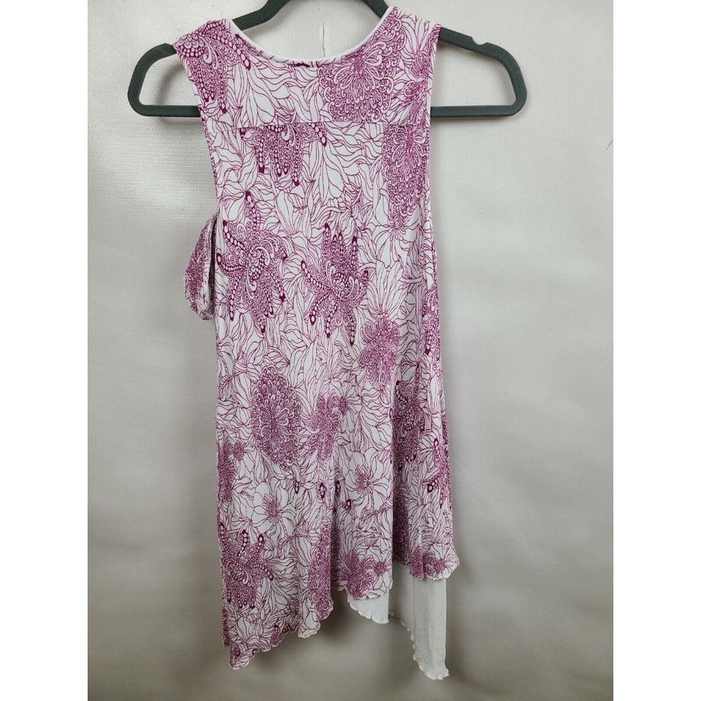 Soft Surroundings White Purple Floral Layered Sleeveless Tunic Top Small - Picture 8 of 8